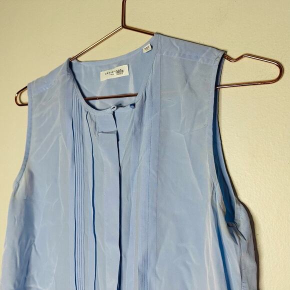 EQUIPMENT FEMME Amaury Silk Baby Blue Button Up Sleeveless Top Size Extra Small - Picture 4 of 9